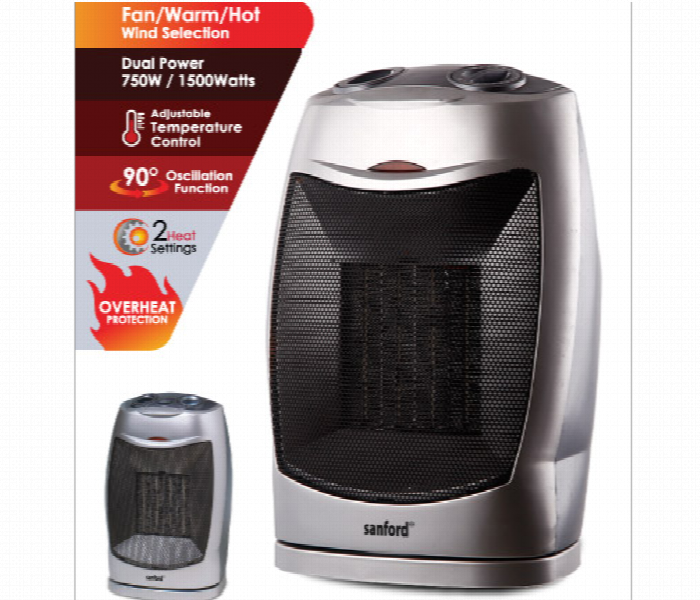 Sanford Sf1229Rh Bs 1500W Oscillating Room Heater With Fan And Adjustable Thermostat - Zoom Image 1