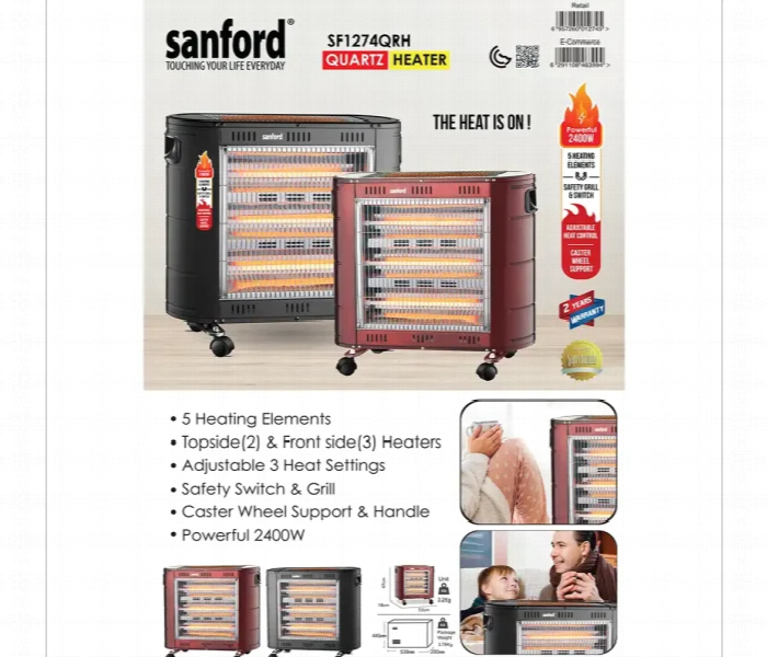 Sanford Sf1274Qrh Bs 2400W Quartz Room Heater - Zoom Image 2