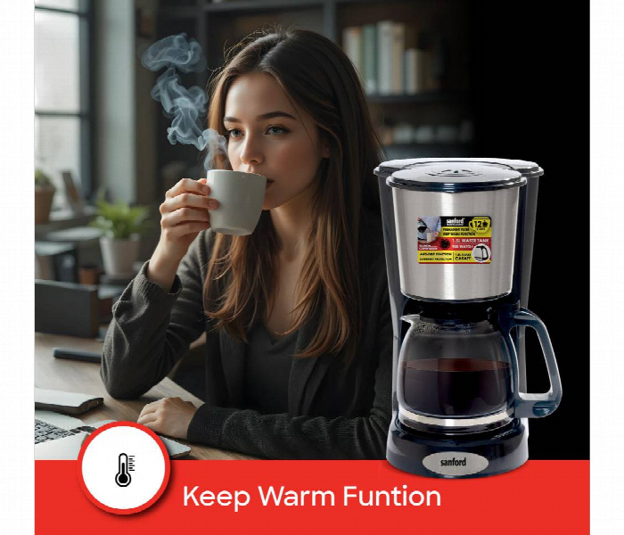Sanford Sf1394Cm Bs 900W 1.5L Coffee Maker With Thermostat Control And Keep Warm Function - Zoom Image 3