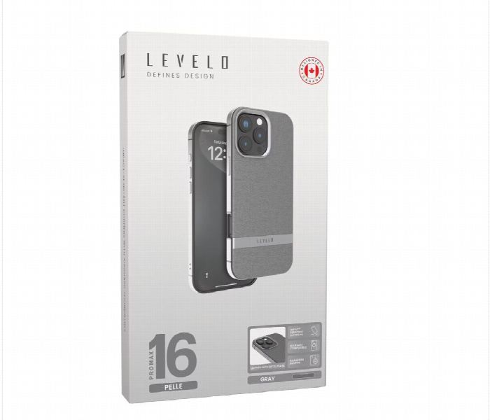 Levelo Pelle Leather Case For Iphone 16 Pro Max Gray Lvlplc16Pmgy - Zoom Image 4
