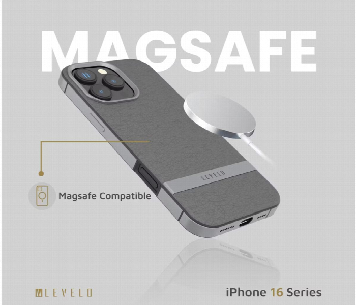 Levelo Pelle Leather Case For Iphone 16 Pro  Gray Lvlplc16Pgy - Zoom Image 2