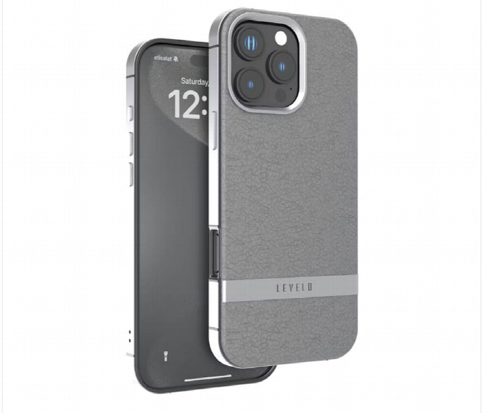 Levelo Pelle Leather Case For Iphone 16 Pro  Gray Lvlplc16Pgy - Zoom Image 1