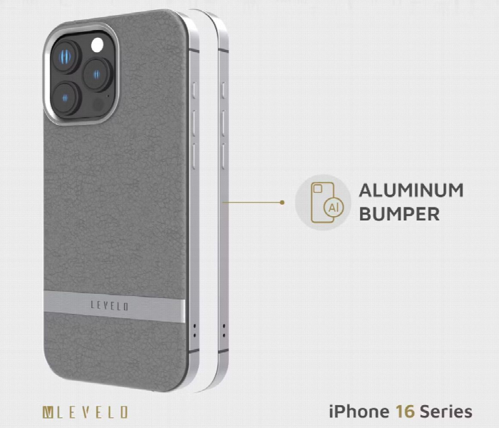 Levelo Pelle Leather Case For Iphone 16 Pro  Gray Lvlplc16Pgy - Zoom Image 3