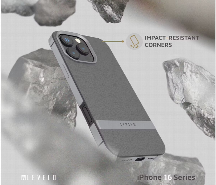 Levelo Pelle Leather Case For Iphone 16 Pro  Gray Lvlplc16Pgy - Zoom Image 4