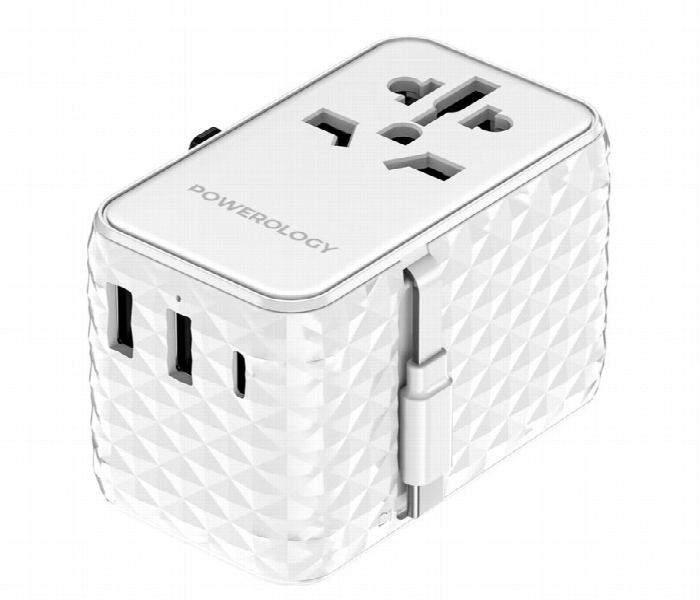Powerology Gan Universal Charger Retractable Type C Cable White Pwcuqc028Wh - Zoom Image 2