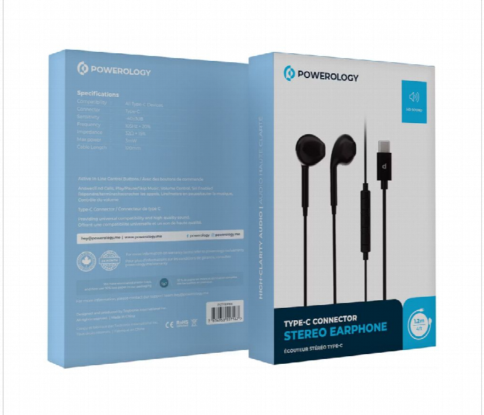 Powerology Stereo Usb C Earphones Black Pstrepbk - Zoom Image 5