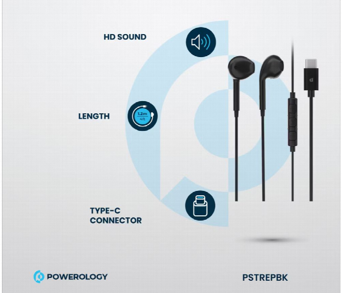 Powerology Stereo Usb C Earphones Black Pstrepbk - Zoom Image 6