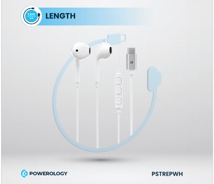 Powerology Stereo Usb C Earphones White Pstrepwh - Zoom Image 2