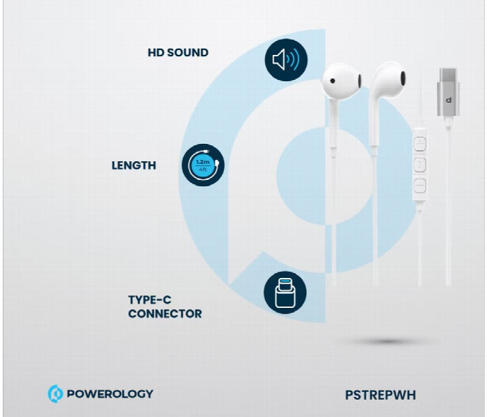 Powerology Stereo Usb C Earphones White Pstrepwh - Zoom Image 5