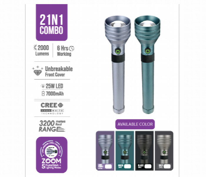 Sanford Sf4701Slc Rechargeable 2Pcs Combo Led Search Light - Zoom Image 1