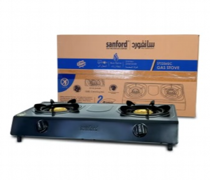 Sanford Sf5356Gc 2B Black Cast Iron Double Burner Lpg Stove With Stainless Steel Frame - Zoom Image 5
