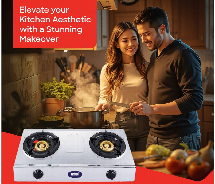 Sanford Sf5356Gc Steel Cast Iron Double Burner Lpg Stove With Stainless Steel Frame - Zoom Image 2