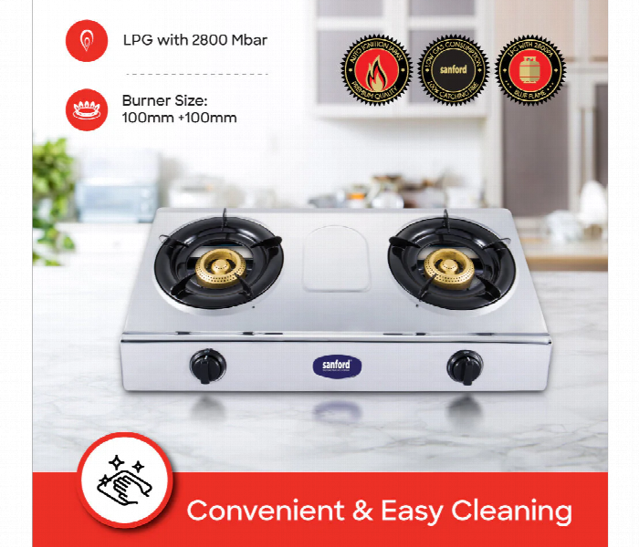 Sanford Sf5356Gc Steel Cast Iron Double Burner Lpg Stove With Stainless Steel Frame - Zoom Image 4