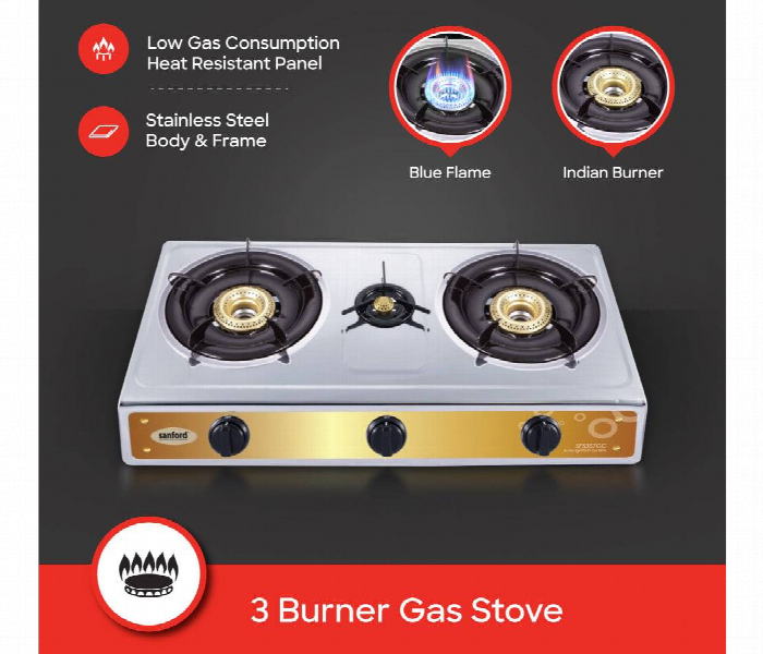 Sanford Sf5357Gc A Stainless Steel Triple Burner Gas Stove - Zoom Image 3