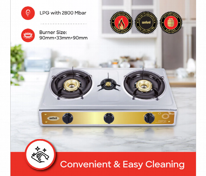 Sanford Sf5357Gc A Stainless Steel Triple Burner Gas Stove - Zoom Image 4