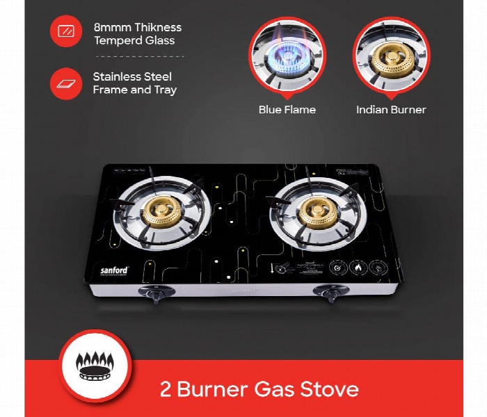Sanford Sf5361Gc 2B Quantity Glass Top Gas Stove With Indian Burner And Cast Iron Cap - Zoom Image 3