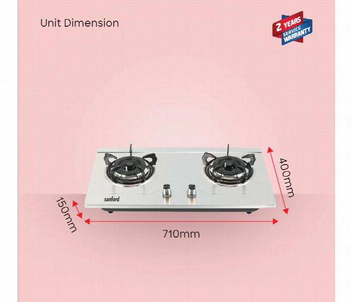 Sanford Sf5402Gc 2 Burner Glass Top Gas Hob - Zoom Image 6
