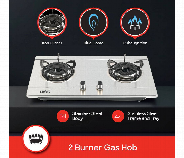Sanford Sf5402Gc 2 Burner Glass Top Gas Hob - Zoom Image 3