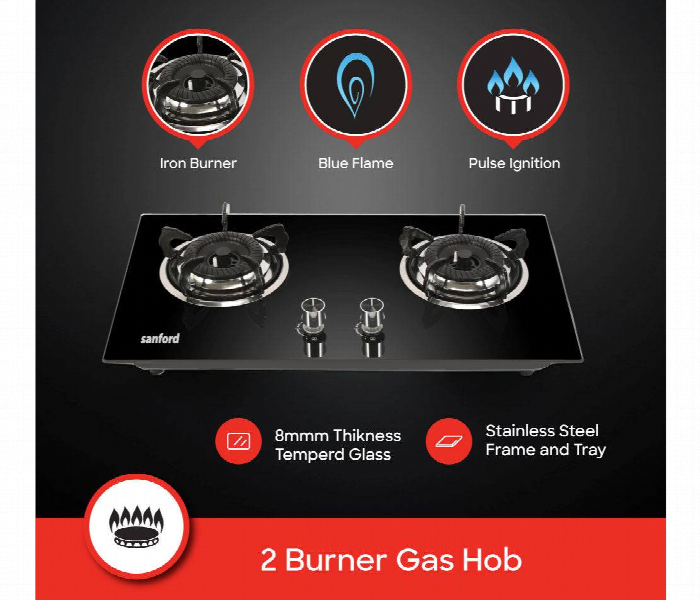 Sanford Sf5403Gc 2 Burner Glass Top Gas Stove With Pulse Ignition - Zoom Image 3
