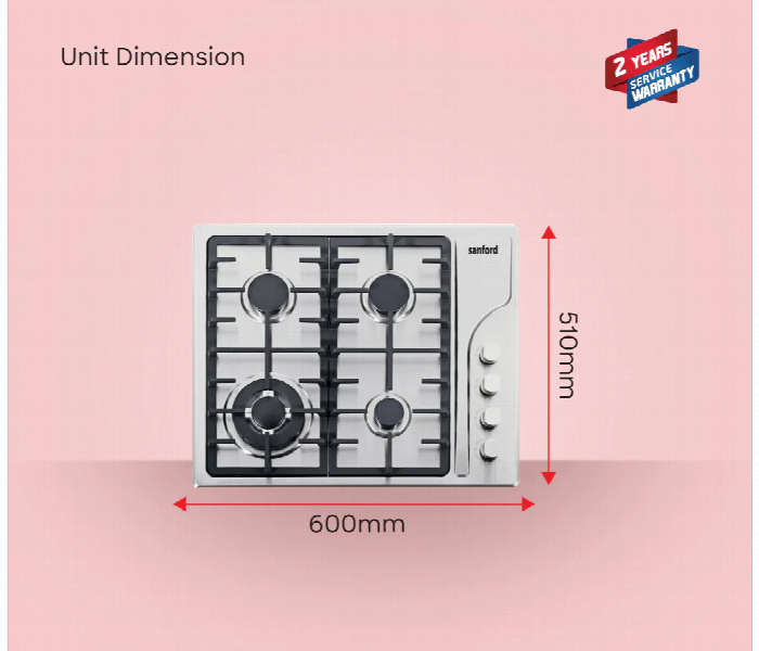Sanford Sf5455Gh Bs 4 Burner Gas Stove With Auto Ignition And Cast Iron Support - Zoom Image 6