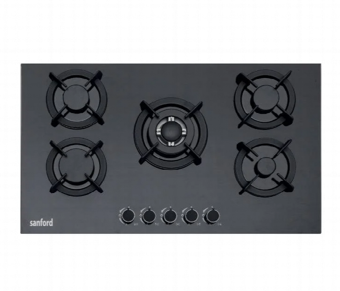 Sanford Sf5458Gh Bs 5 Burner Glass Gas Hob With Auto Ignition And Blue Flame - Zoom Image 1