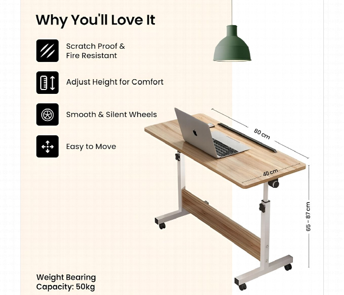 Adjustable Rolling Laptop Desk - Zoom Image 5