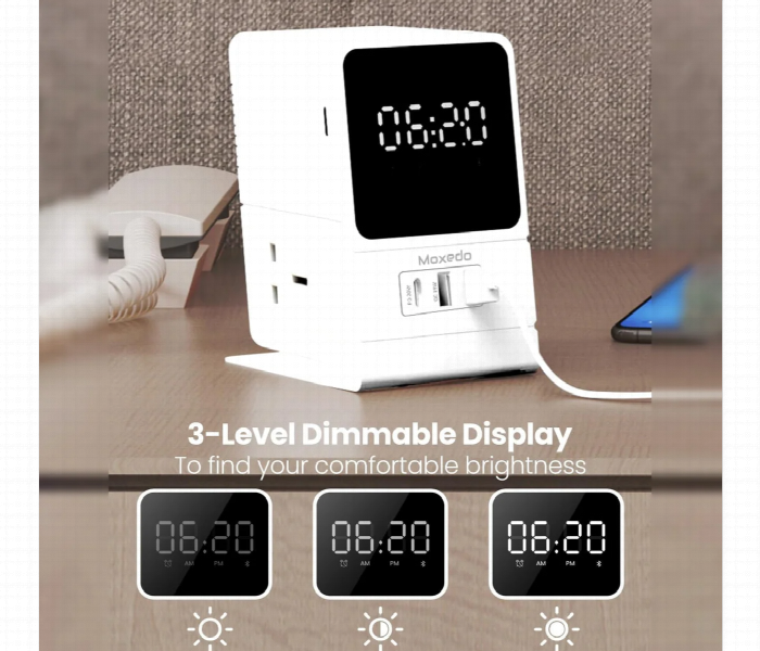 Moxedo Multi Function Desktop Charging Hub With Led Digital Clock Display - Zoom Image 2