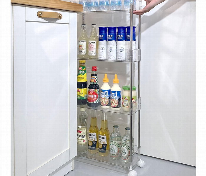 Transparent Storage Rack With 4 Rotating Caster Wheels - Zoom Image 2