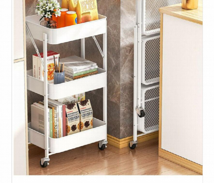 Foldable 3 Tier  Storage Trolley With Wheels - Zoom Image 2
