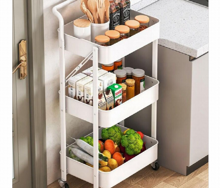 Foldable 3 Tier  Storage Trolley With Wheels - Zoom Image 1