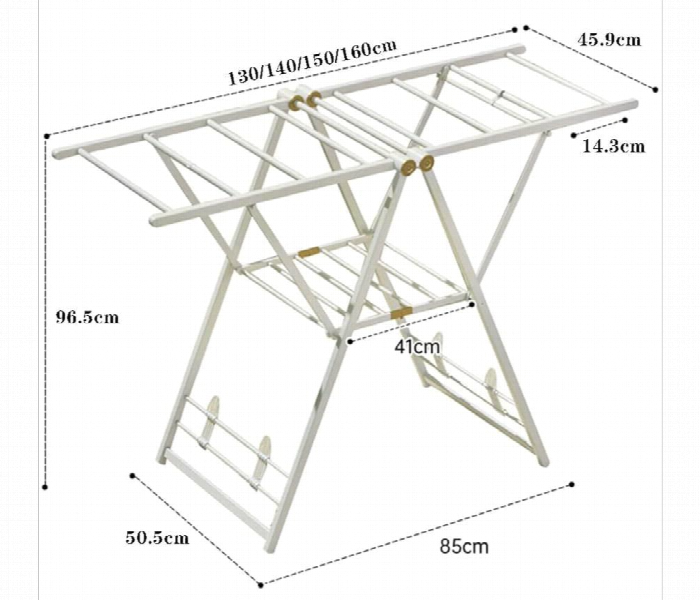 Foldable And Adjustable Cloth Drying Stand White - Zoom Image 3