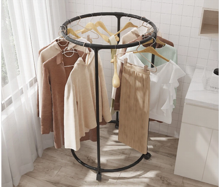Circular Cloth Drying Rack With Wheels - Zoom Image 1