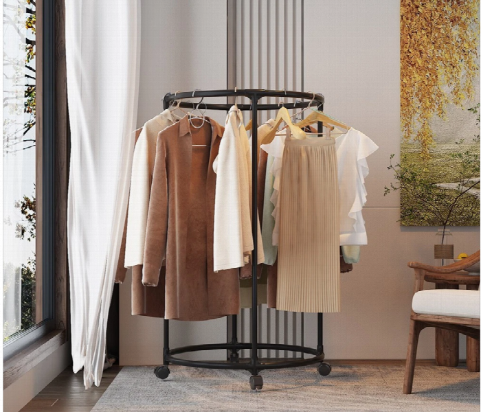 Circular Cloth Drying Rack With Wheels - Zoom Image 2