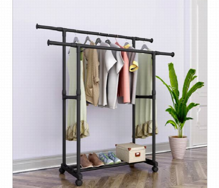 Multi Layer Double  Pole Garment Rack With Smooth Rolling Wheels - Zoom Image 2