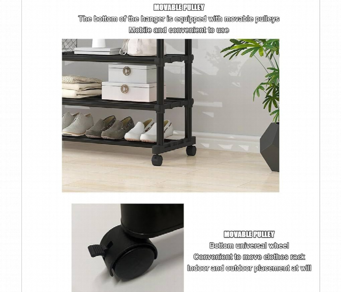 Multi Layer Double  Pole Garment Rack With Smooth Rolling Wheels - Zoom Image 5