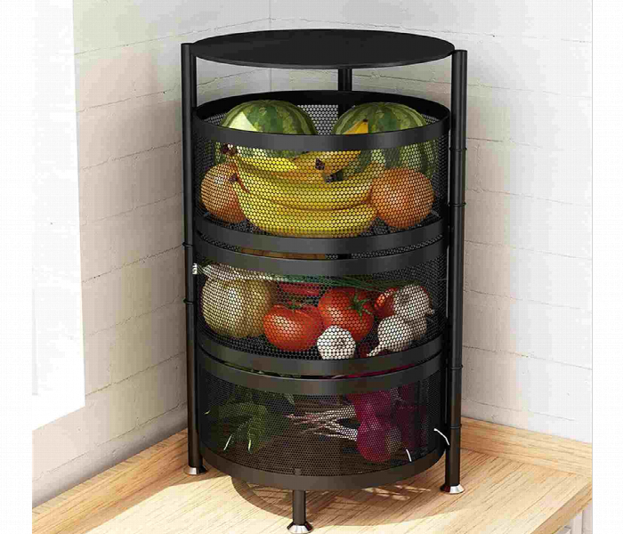 Kitchen 3 Layer 2Pcs Rolling Round Trolley - Zoom Image 2