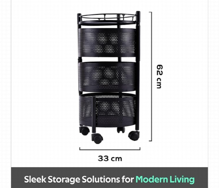 Kitchen 3 Layer 2Pcs Rolling Round Trolley - Zoom Image 5