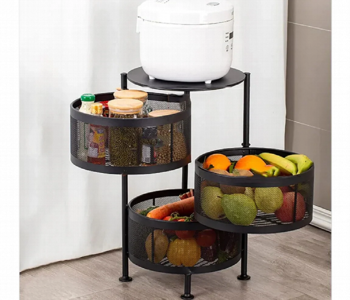 Kitchen 3 Layer 2Pcs Rolling Round Trolley - Zoom Image 1