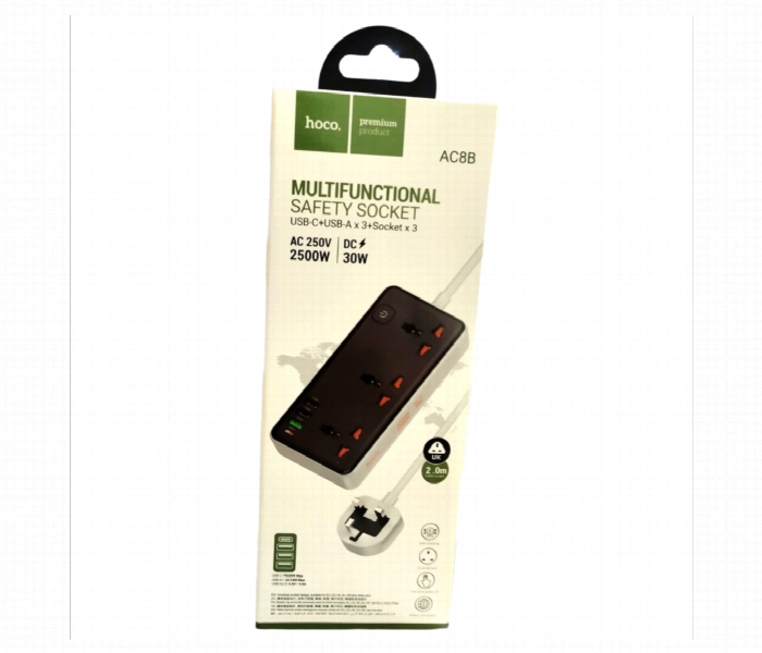 Hoco Ac8B Multi Safety Socket With Safety Protection System - Zoom Image 3
