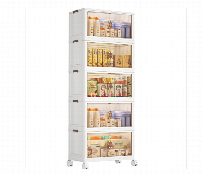 Foldable Storage Cabinet 5 Layer 185Cm With Transparent Front Panels - Zoom Image 3