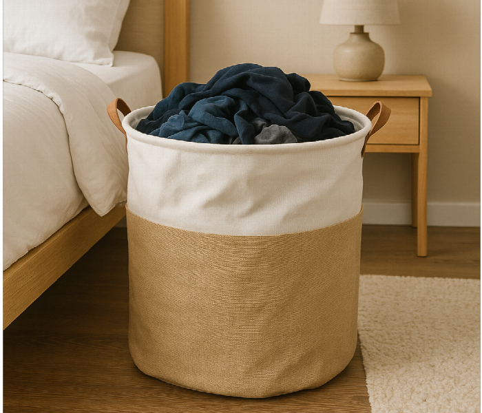 Foldable Round Fabric Laundry Basket - Zoom Image 1