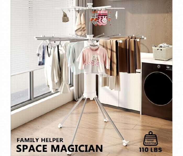 Octopus Foldable Clothes Drying Rack  Double Tier With Wheels - Zoom Image 1