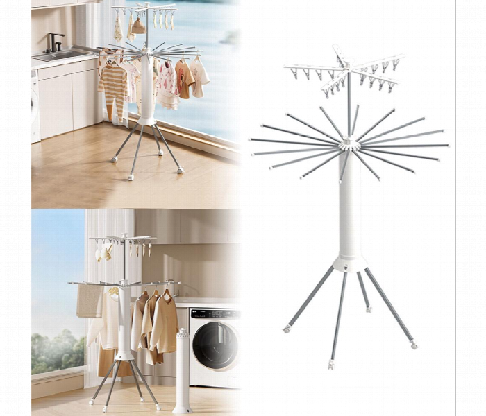 Octopus Foldable Clothes Drying Rack  Double Tier With Wheels - Zoom Image 2