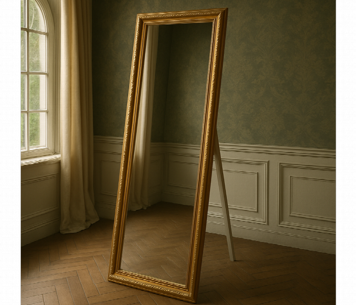 Rectangular Stand Mirror Full Length With Golden Frame - Zoom Image 4