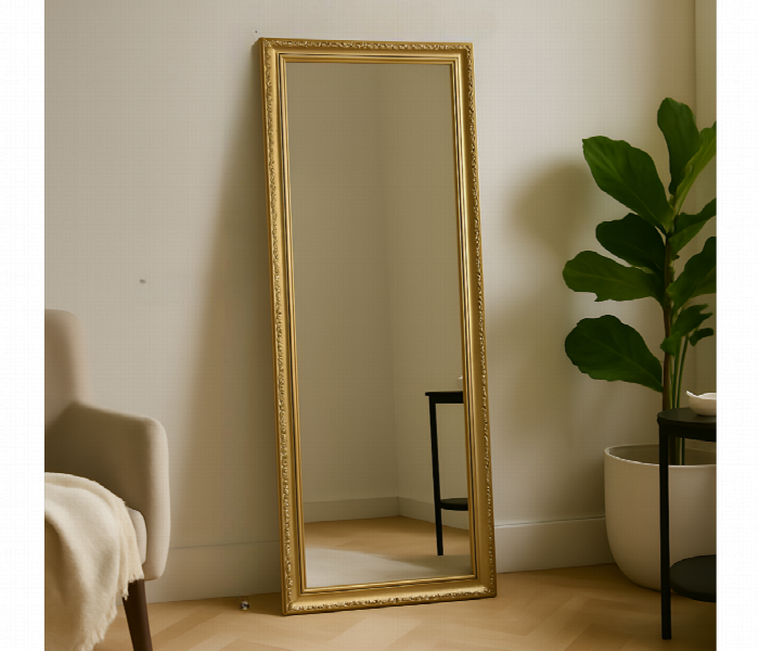 Rectangular Stand Mirror Full Length With Golden Frame - Zoom Image 2
