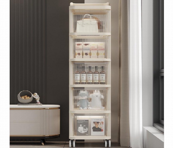 Plastic Drawer Storage Cabinet With Rolling Wheels Multi Layer Utility Cart - Zoom Image 2