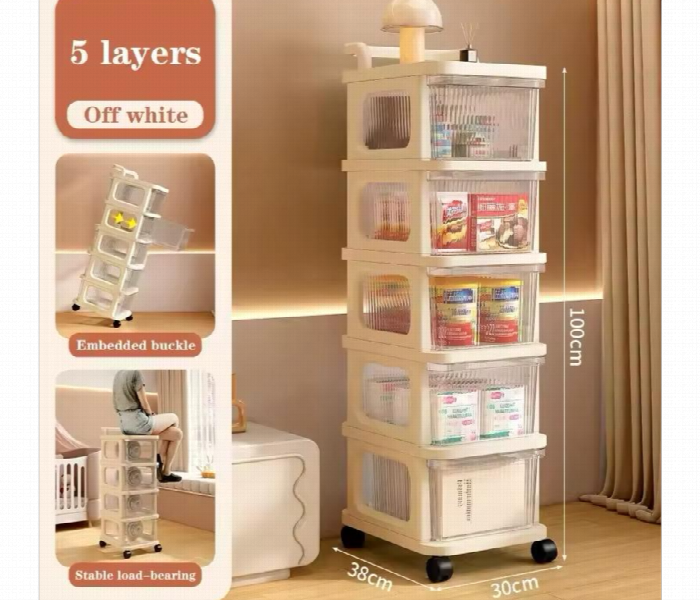 Plastic Drawer Storage Cabinet With Rolling Wheels Multi Layer Utility Cart - Zoom Image 4