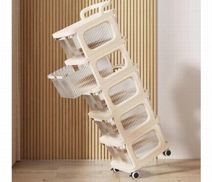Plastic Drawer Storage Cabinet With Rolling Wheels Multi Layer Utility Cart - Zoom Image 3