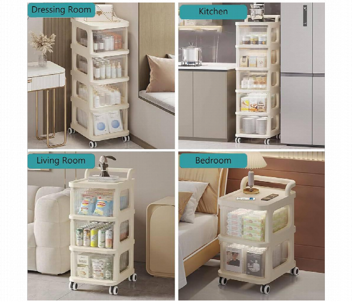 Plastic Drawer Storage Cabinet With Rolling Wheels Multi Layer Utility Cart - Zoom Image 5