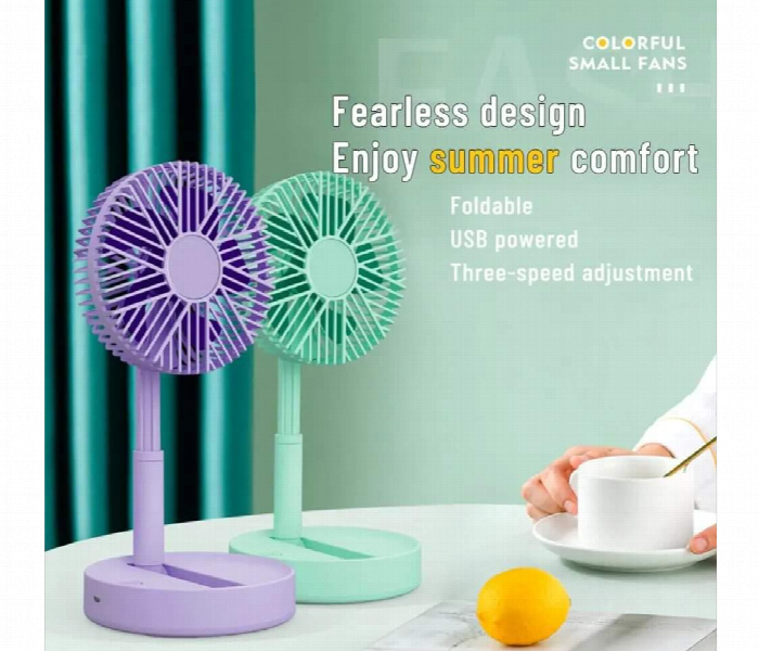 Mini Folding Desk Fan Usb Rechargeable Ej 81218 - Zoom Image 2